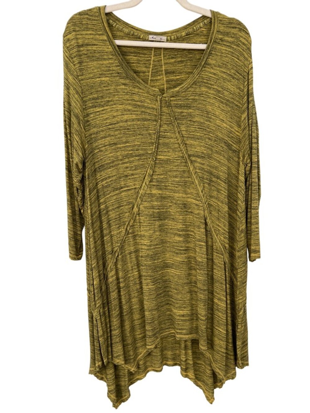 Mod-O-Doc Tunic Dress XL Space Dyed Relaxed Fit Yellow Black Lagenlook Sharkbite
